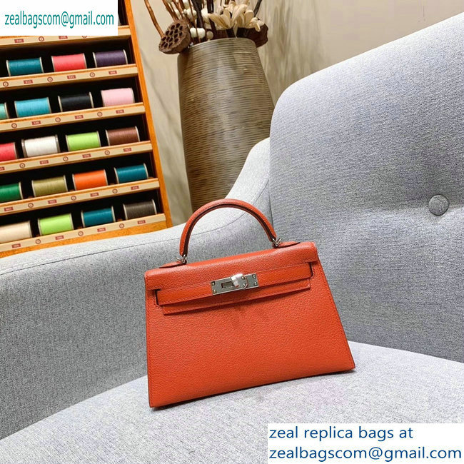 Hermes Mini Kelly II Bag in Original Chevre Leather Salmon Red - Click Image to Close