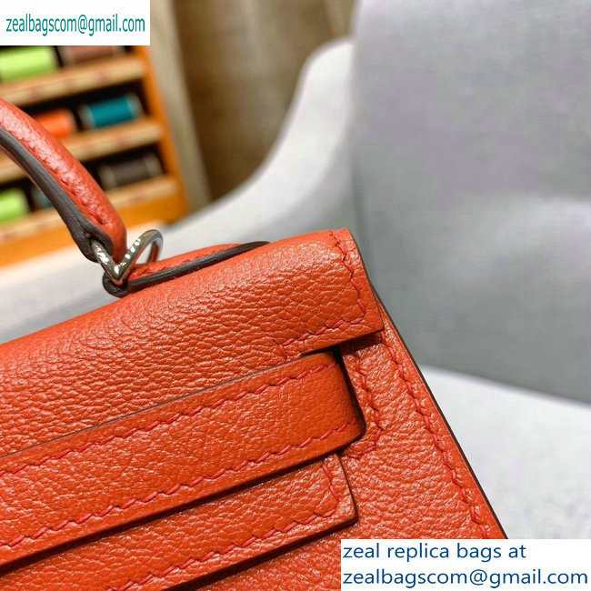 Hermes Mini Kelly II Bag in Original Chevre Leather Salmon Red - Click Image to Close