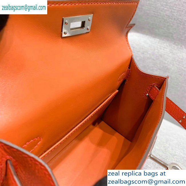 Hermes Mini Kelly II Bag in Original Chevre Leather Salmon Red