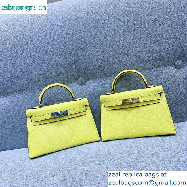 Hermes Mini Kelly II Bag in Original Chevre Leather Yellow