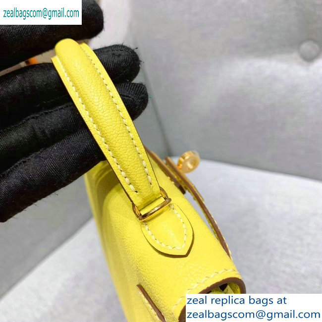 Hermes Mini Kelly II Bag in Original Chevre Leather Yellow