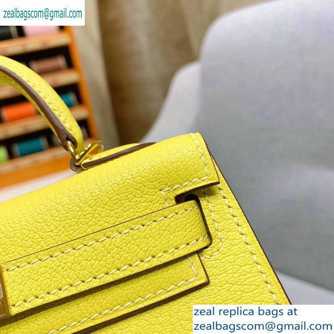 Hermes Mini Kelly II Bag in Original Chevre Leather Yellow - Click Image to Close