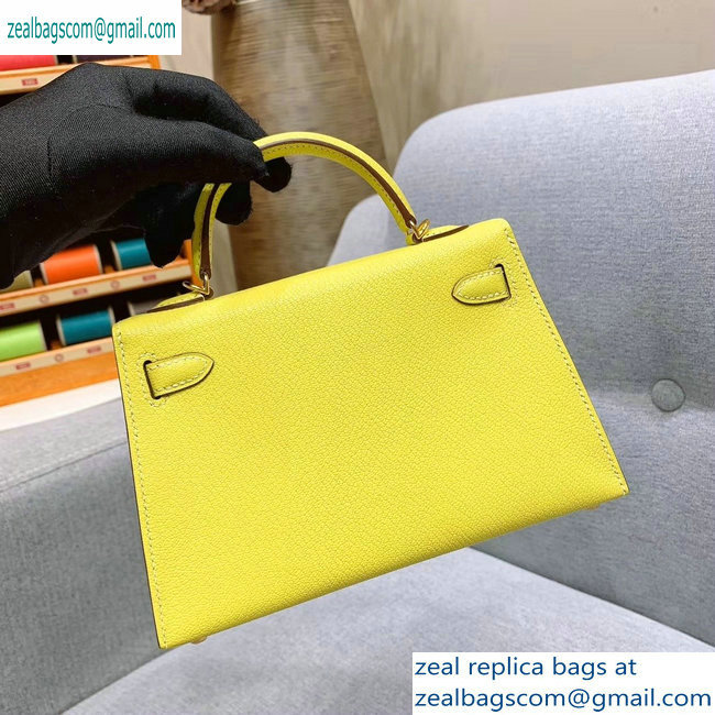 Hermes Mini Kelly II Bag in Original Chevre Leather Yellow - Click Image to Close