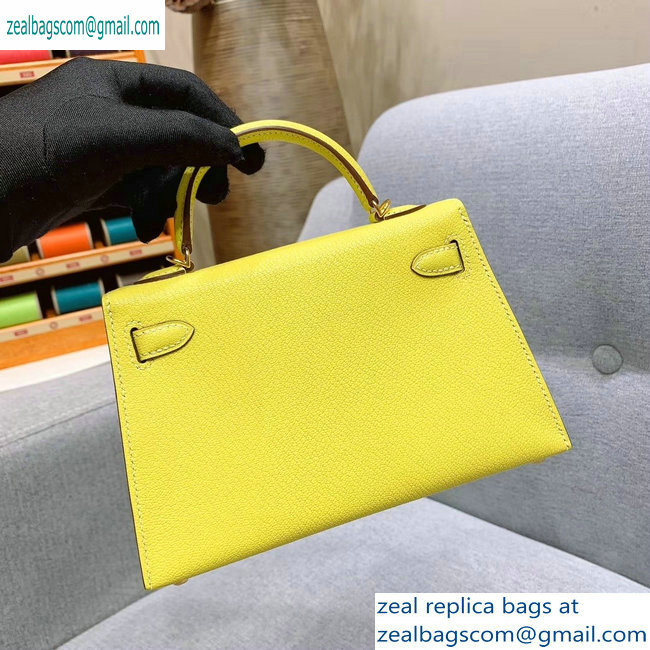 Hermes Mini Kelly II Bag in Original Chevre Leather Yellow