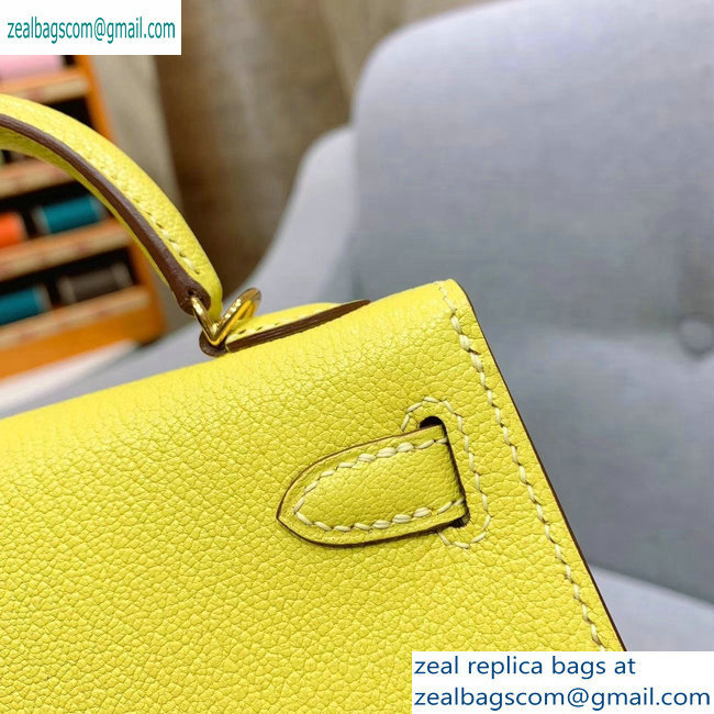 Hermes Mini Kelly II Bag in Original Chevre Leather Yellow