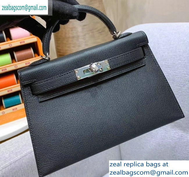 Hermes Mini Kelly II Bag in Original Epsom Leather Black