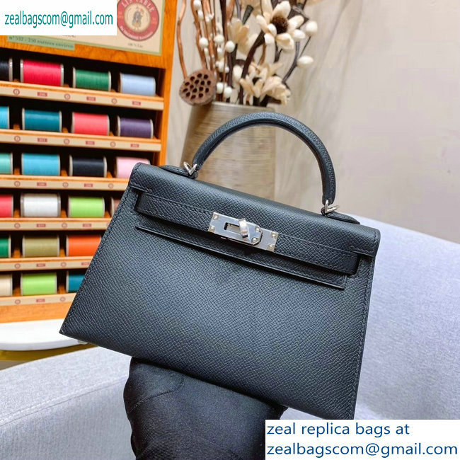 Hermes Mini Kelly II Bag in Original Epsom Leather Black - Click Image to Close