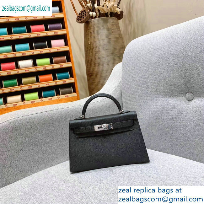 Hermes Mini Kelly II Bag in Original Epsom Leather Black