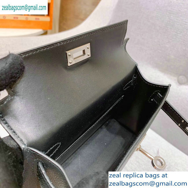 Hermes Mini Kelly II Bag in Original Epsom Leather Black - Click Image to Close