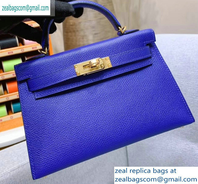 Hermes Mini Kelly II Bag in Original Epsom Leather Blue