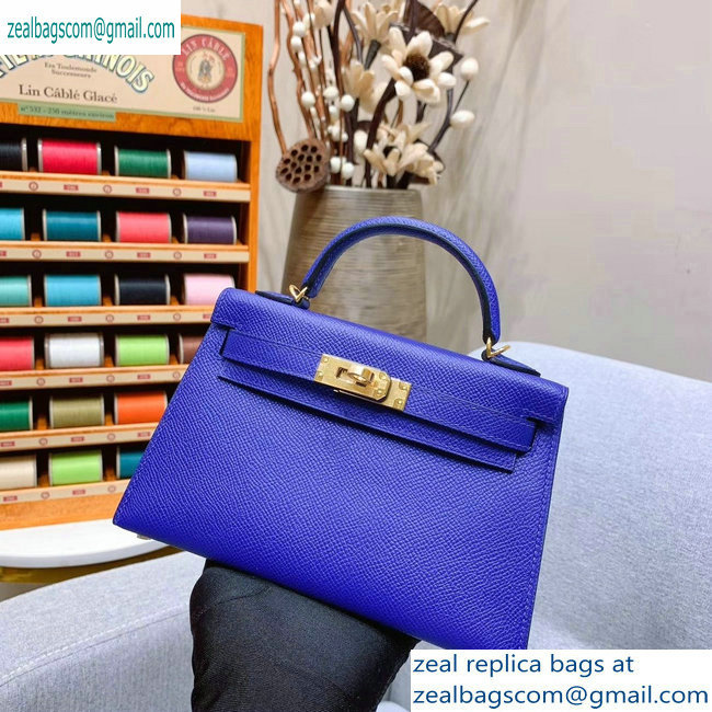 Hermes Mini Kelly II Bag in Original Epsom Leather Blue