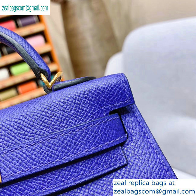 Hermes Mini Kelly II Bag in Original Epsom Leather Blue - Click Image to Close