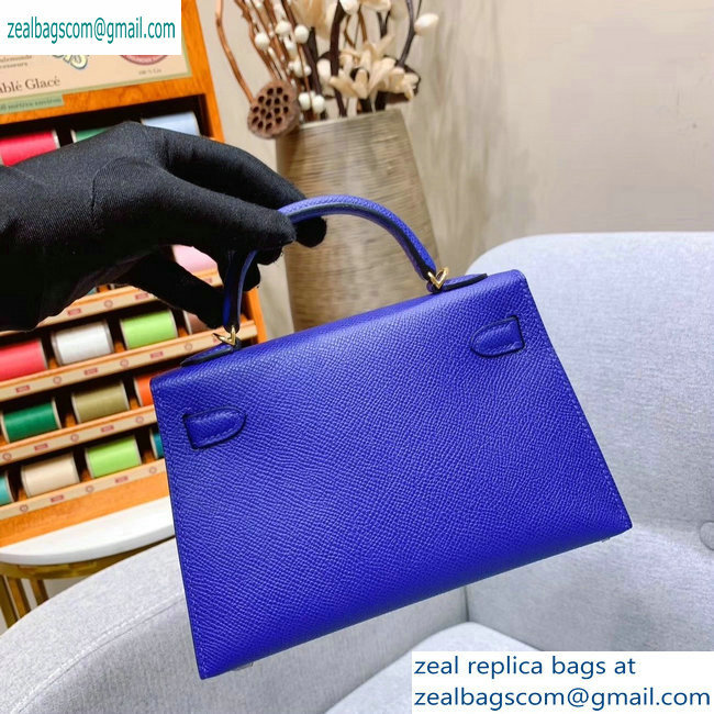 Hermes Mini Kelly II Bag in Original Epsom Leather Blue - Click Image to Close
