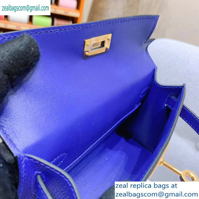 Hermes Mini Kelly II Bag in Original Epsom Leather Blue - Click Image to Close