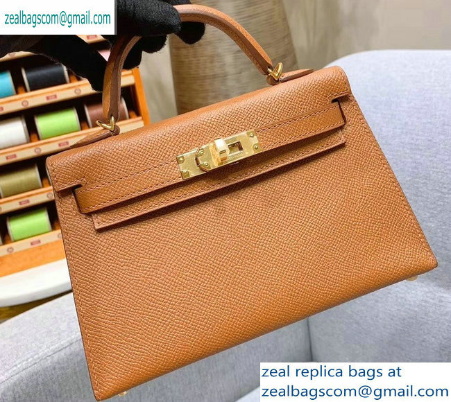 Hermes Mini Kelly II Bag in Original Epsom Leather Brown - Click Image to Close