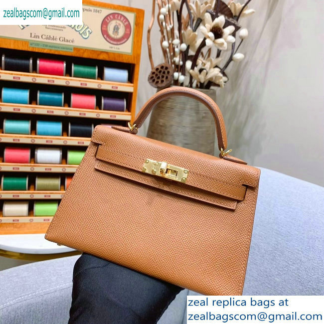 Hermes Mini Kelly II Bag in Original Epsom Leather Brown