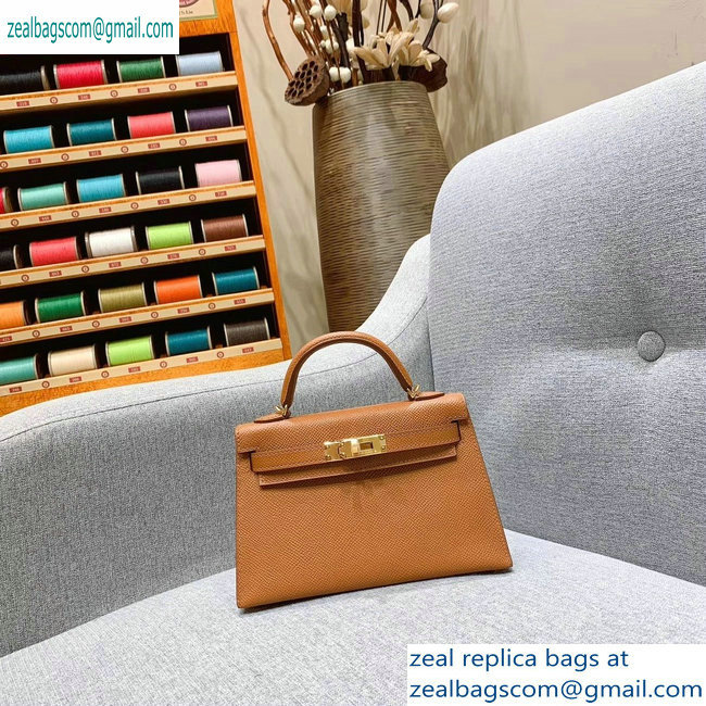 Hermes Mini Kelly II Bag in Original Epsom Leather Brown - Click Image to Close