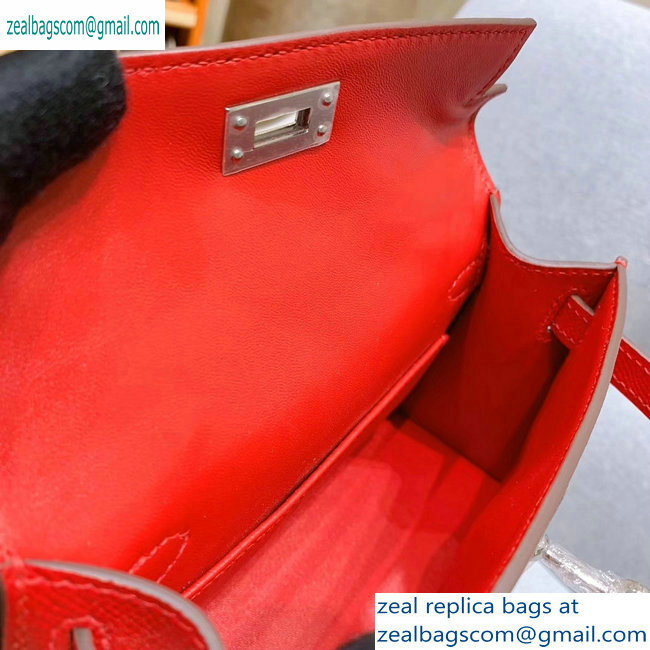 Hermes Mini Kelly II Bag in Original Epsom Leather Cherry Red
