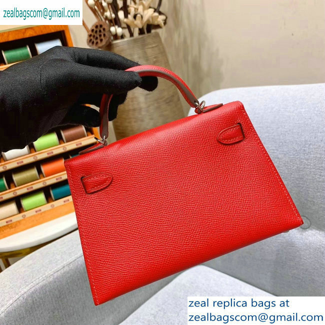 Hermes Mini Kelly II Bag in Original Epsom Leather Cherry Red