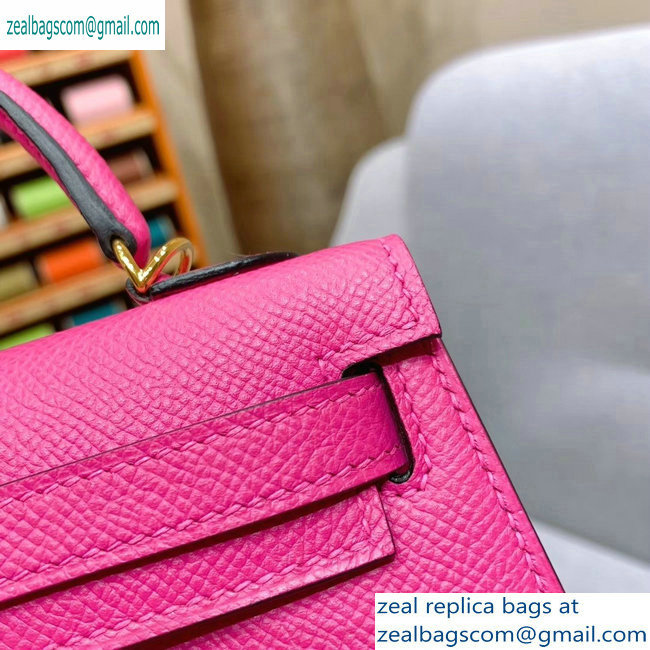 Hermes Mini Kelly II Bag in Original Epsom Leather Dark Pink