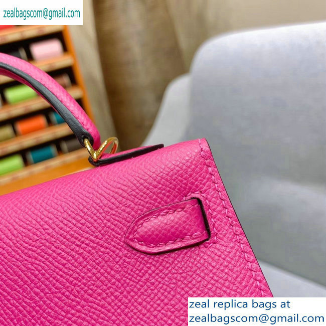 Hermes Mini Kelly II Bag in Original Epsom Leather Dark Pink - Click Image to Close