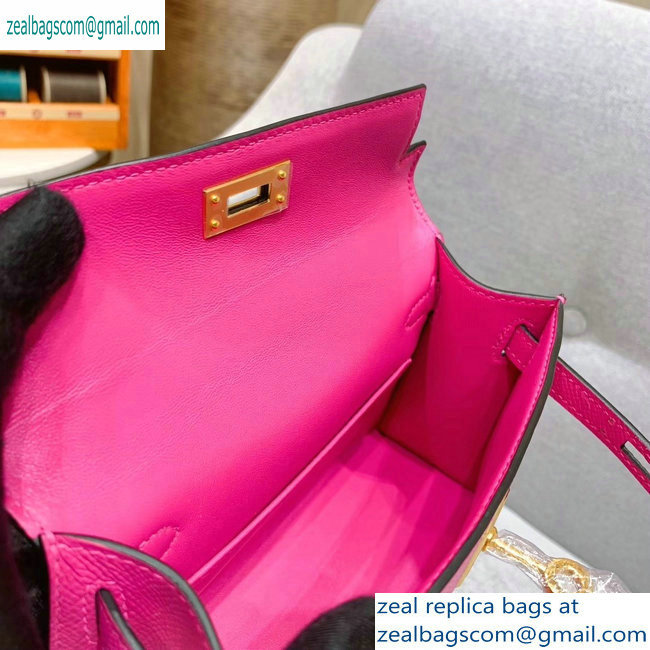 Hermes Mini Kelly II Bag in Original Epsom Leather Dark Pink - Click Image to Close