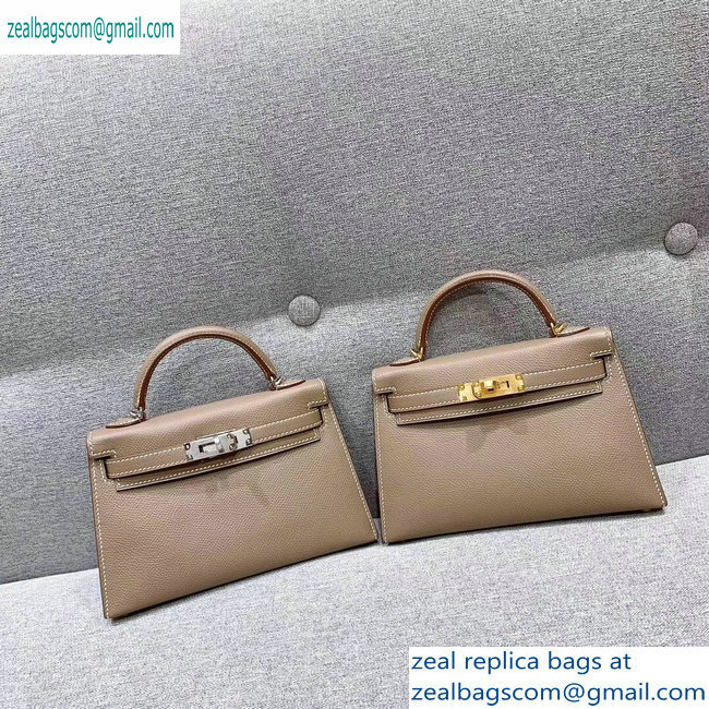 Hermes Mini Kelly II Bag in Original Epsom Leather Elephant Gray