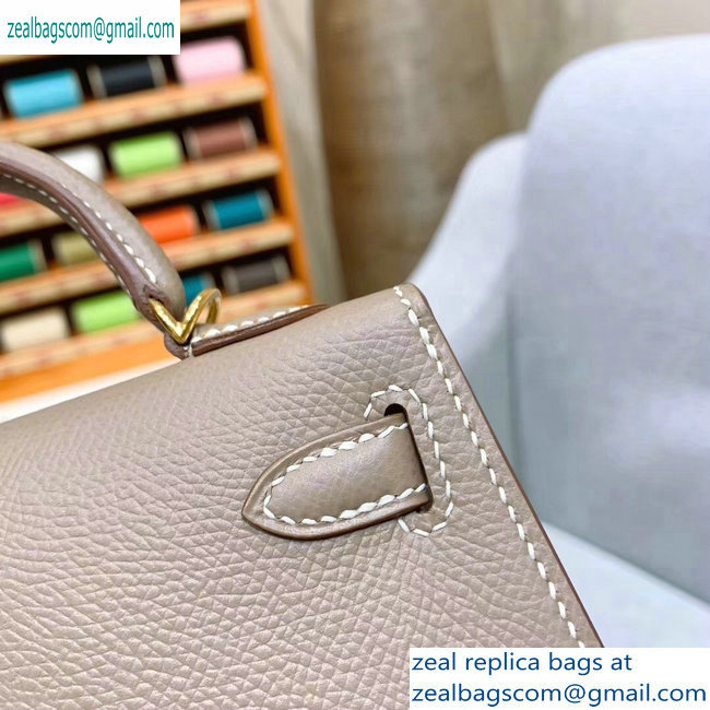 Hermes Mini Kelly II Bag in Original Epsom Leather Elephant Gray - Click Image to Close