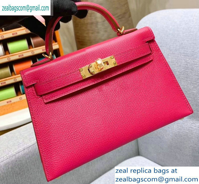 Hermes Mini Kelly II Bag in Original Epsom Leather Fuchsia