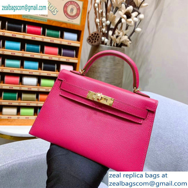 Hermes Mini Kelly II Bag in Original Epsom Leather Fuchsia