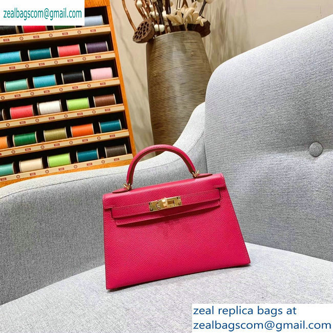 Hermes Mini Kelly II Bag in Original Epsom Leather Fuchsia