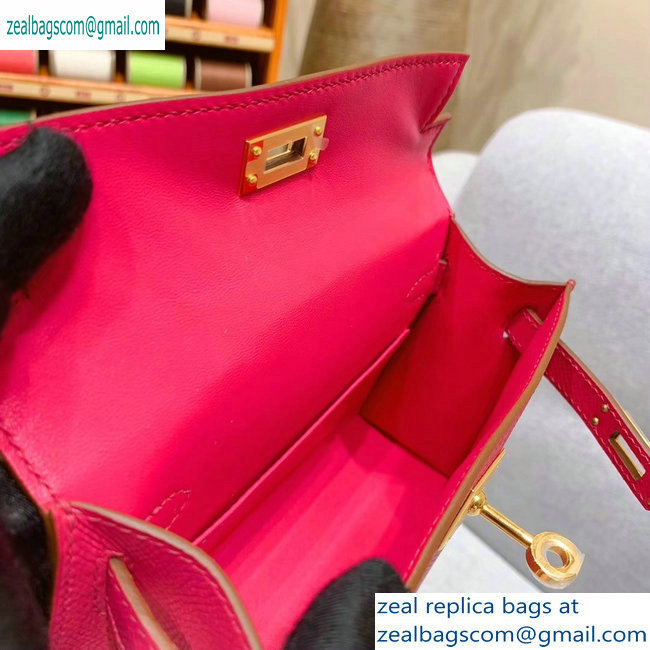 Hermes Mini Kelly II Bag in Original Epsom Leather Fuchsia - Click Image to Close