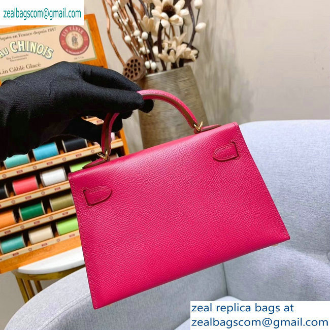 Hermes Mini Kelly II Bag in Original Epsom Leather Fuchsia