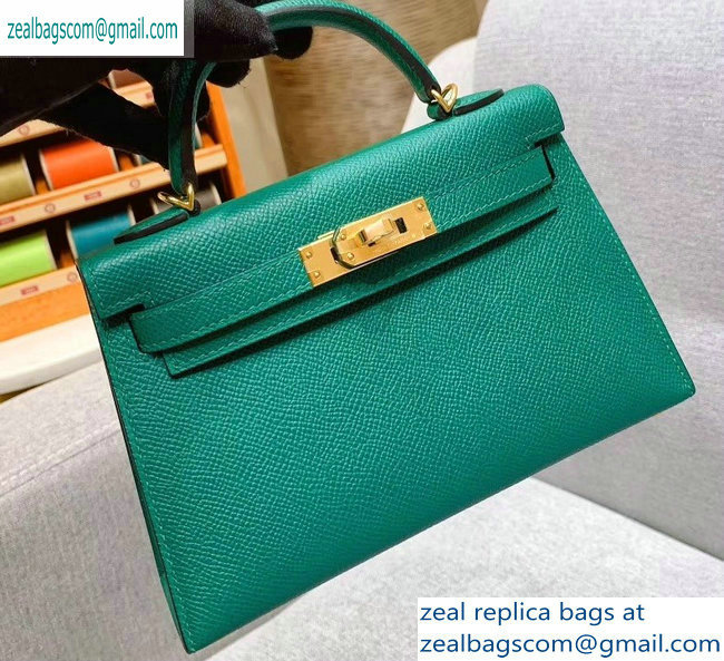 Hermes Mini Kelly II Bag in Original Epsom Leather Green - Click Image to Close