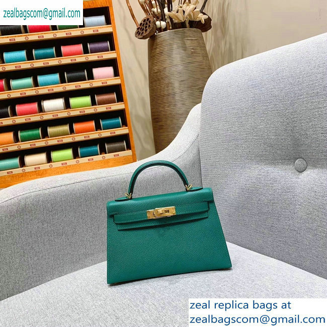 Hermes Mini Kelly II Bag in Original Epsom Leather Green - Click Image to Close