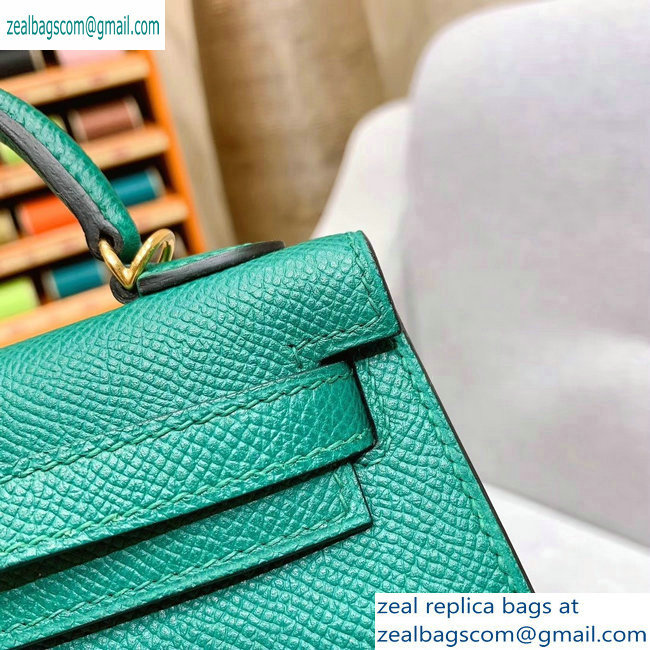 Hermes Mini Kelly II Bag in Original Epsom Leather Green - Click Image to Close