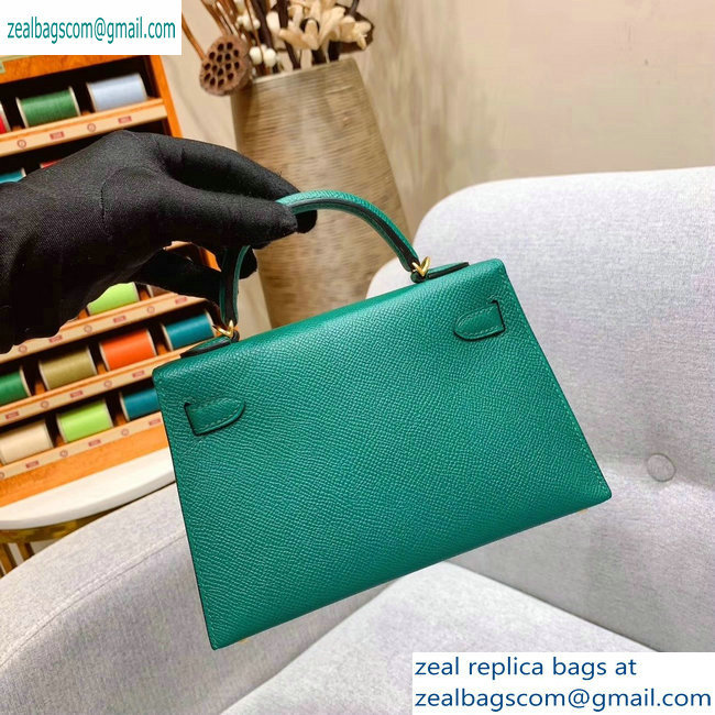 Hermes Mini Kelly II Bag in Original Epsom Leather Green - Click Image to Close