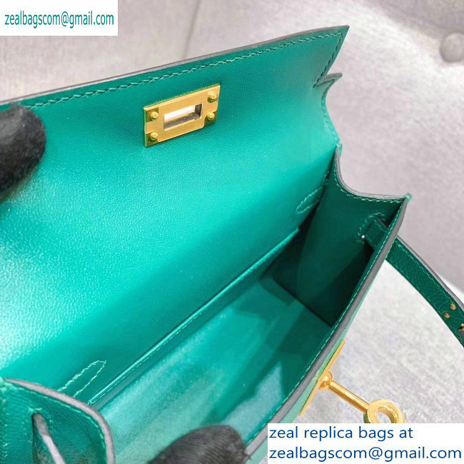 Hermes Mini Kelly II Bag in Original Epsom Leather Green - Click Image to Close