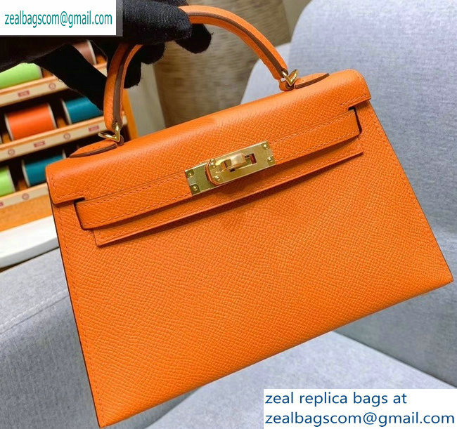 Hermes Mini Kelly II Bag in Original Epsom Leather Orange - Click Image to Close