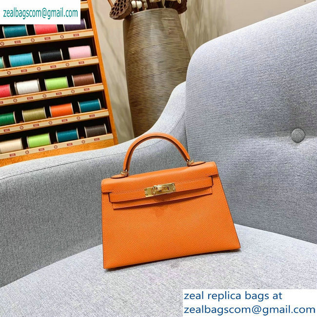 Hermes Mini Kelly II Bag in Original Epsom Leather Orange