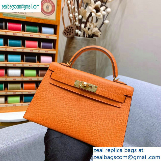 Hermes Mini Kelly II Bag in Original Epsom Leather Orange