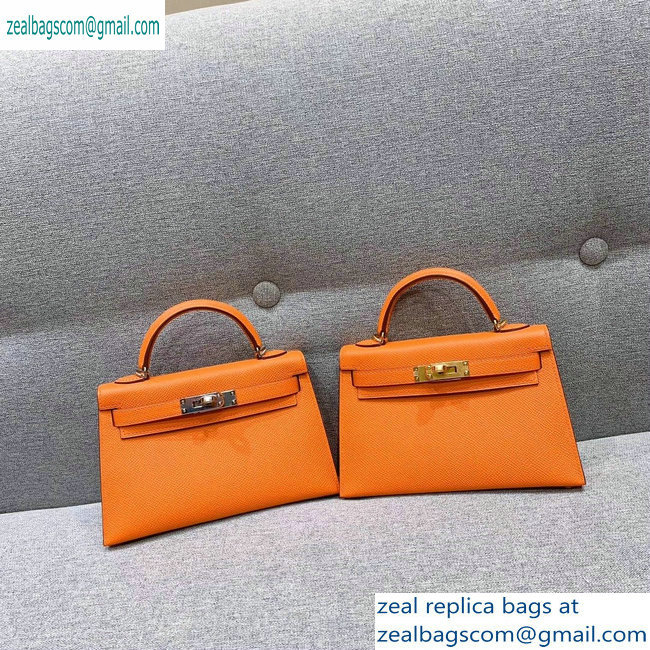 Hermes Mini Kelly II Bag in Original Epsom Leather Orange