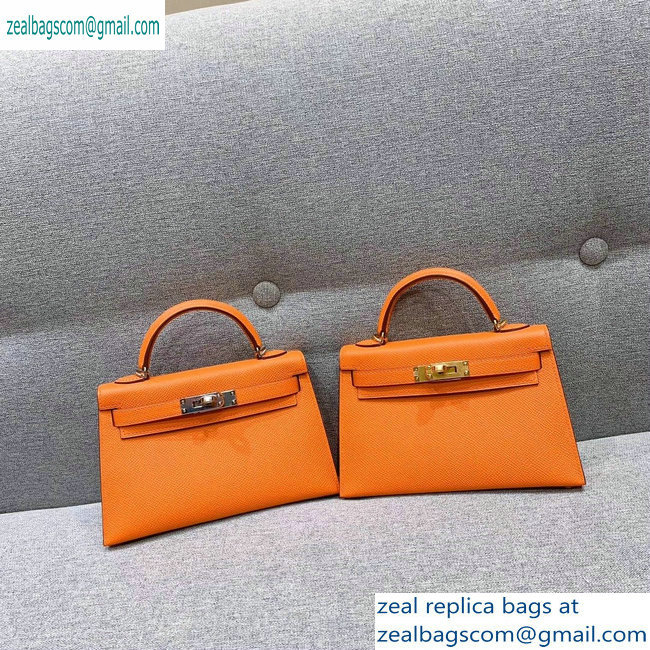 Hermes Mini Kelly II Bag in Original Epsom Leather Orange - Click Image to Close