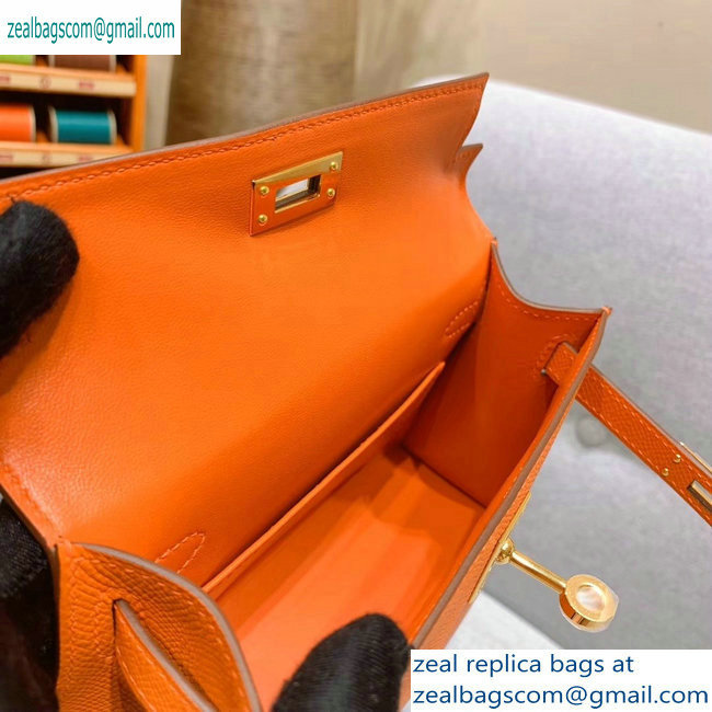 Hermes Mini Kelly II Bag in Original Epsom Leather Orange - Click Image to Close