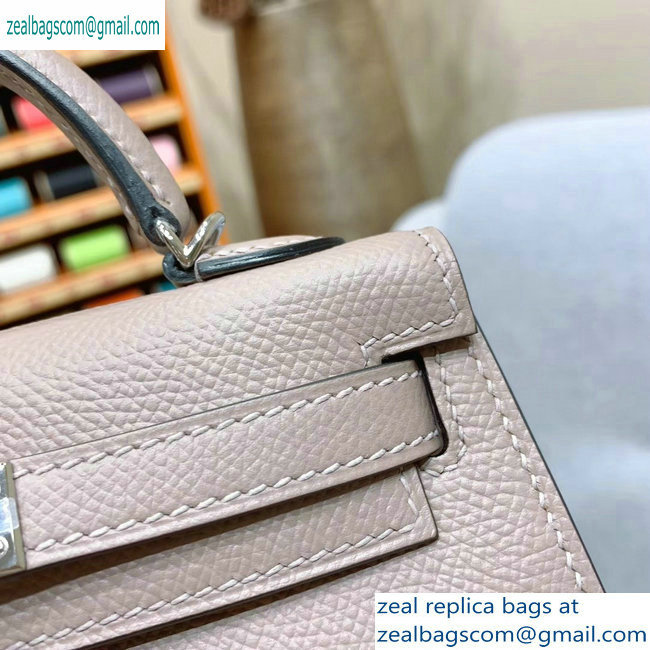 Hermes Mini Kelly II Bag in Original Epsom Leather Pale Gray