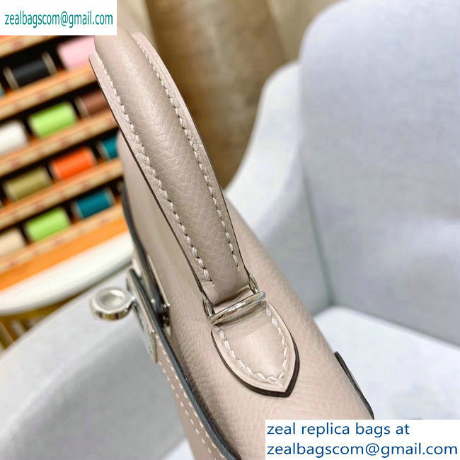 Hermes Mini Kelly II Bag in Original Epsom Leather Pale Gray