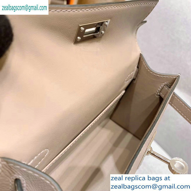 Hermes Mini Kelly II Bag in Original Epsom Leather Pale Gray