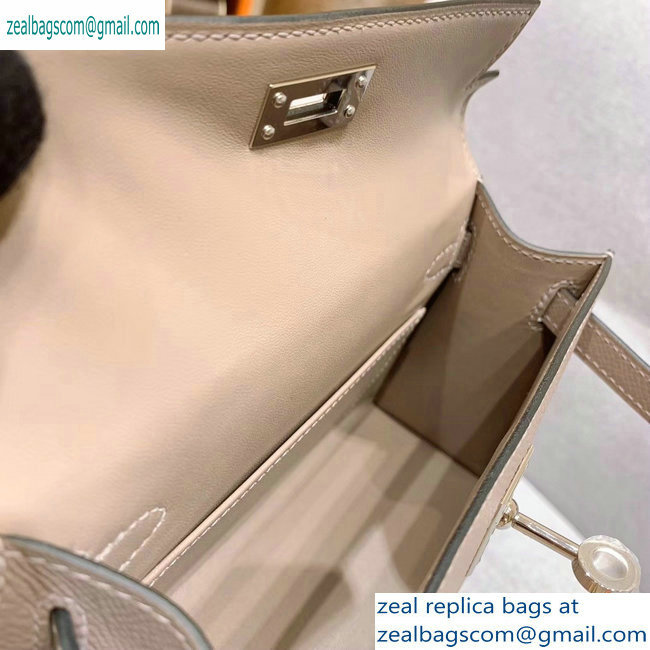 Hermes Mini Kelly II Bag in Original Epsom Leather Pale Gray - Click Image to Close