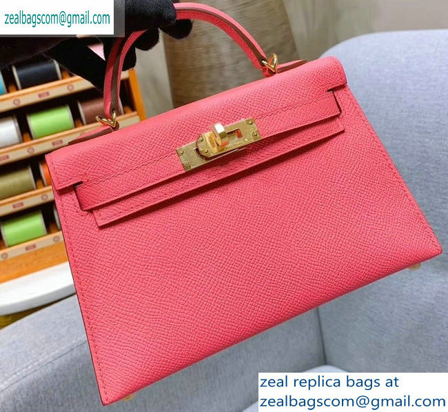 Hermes Mini Kelly II Bag in Original Epsom Leather Peach Red - Click Image to Close