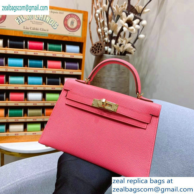 Hermes Mini Kelly II Bag in Original Epsom Leather Peach Red - Click Image to Close